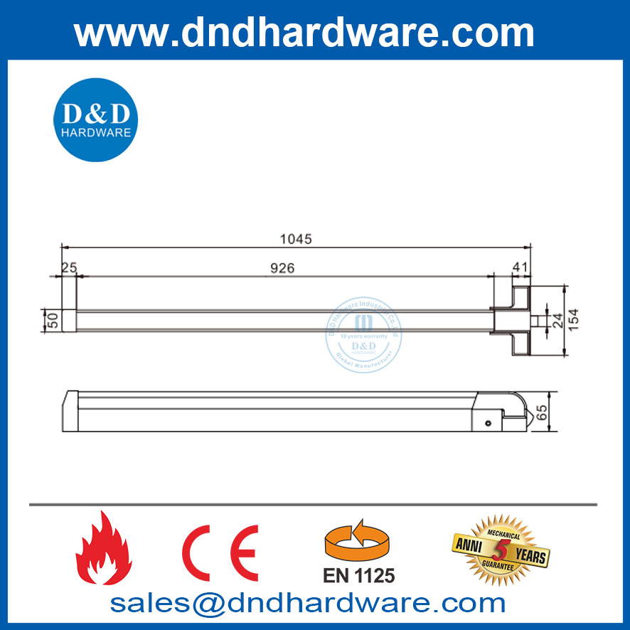 Fire Rated Panic Bar Installation CE EN1125 Panic Exit Device Bar Hardware-DDPD026