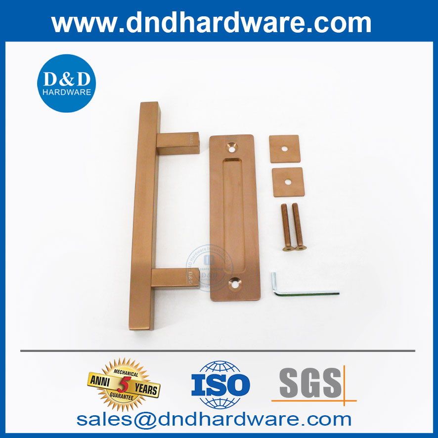 Satin Rose Golden Barn Door Flush Pull Handle Large Barn Door Handle-DDBD104