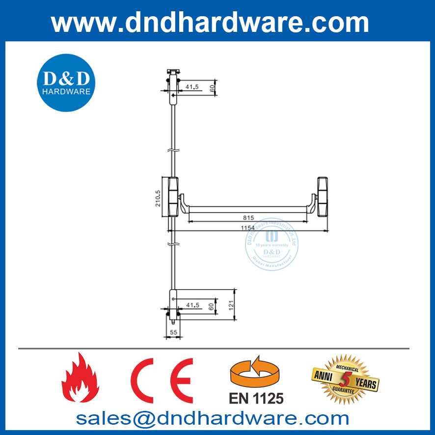 CE Fire Rated Escape Emergency Exit Door Push Bar Panic Cross Bars-DDPD048