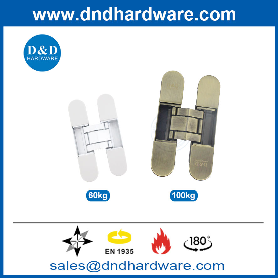 Zinc Alloy 180 Degree Opening 3D Concealed Door Hinges