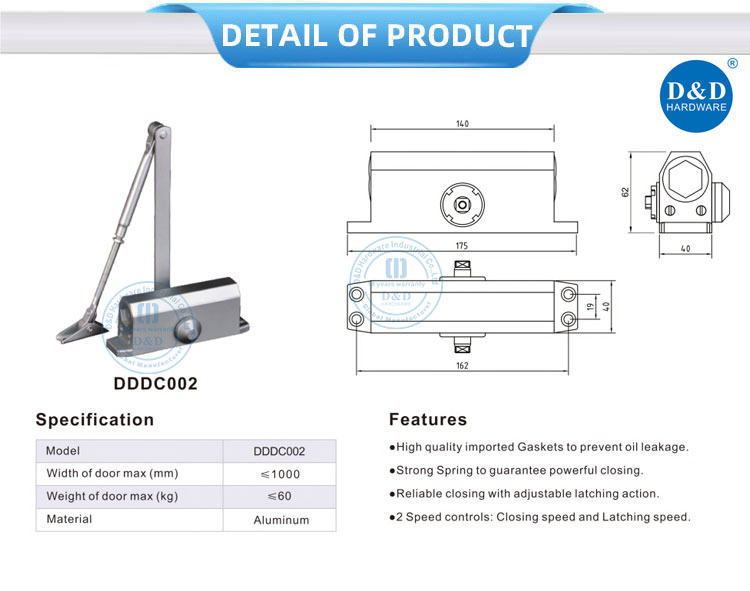 Aluminium Overhead Door Closer