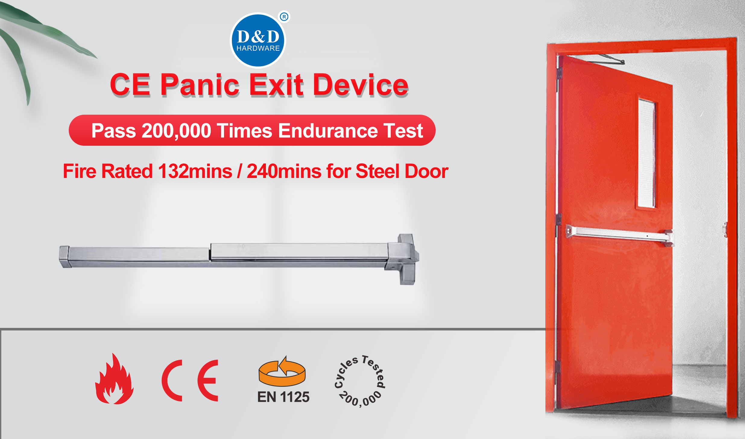 Rim Panic Bar Safety Escape Panic Exit Device with CE EN1125