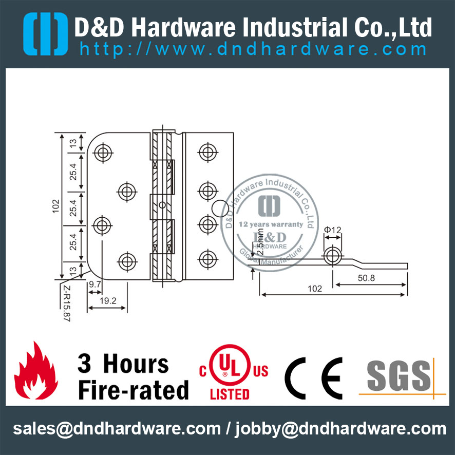 SS316 Crank Door Hinge for Steel Door-DDSS036