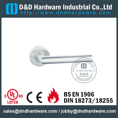 Stainless Steel 201 Tube Fire Rated Hollow Lever Door Handle for interior Steel Door-DDTH003