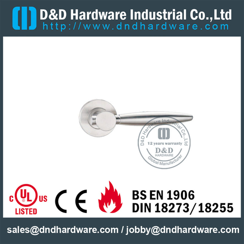 Designer Safety Solid T Shape Front Lever Handle on Rose for Fire Doors -DDSH042