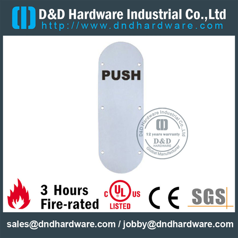 Stainless Steel 316 Round Type Push Plate 75x300mm for Metal Doors-DDSP006