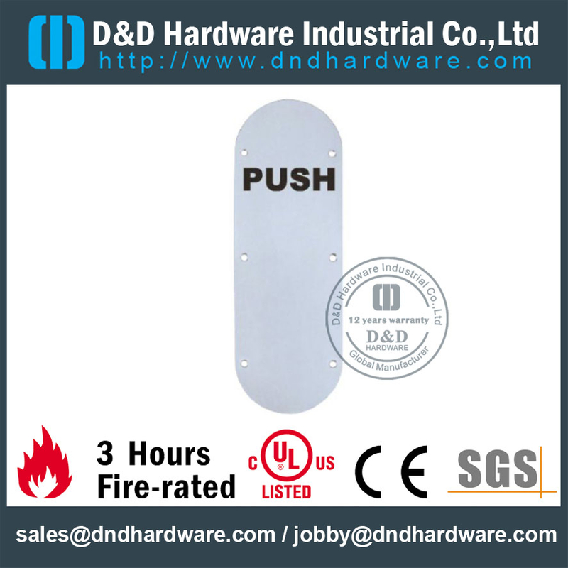 Stainless Steel 316 Round Type Push Plate 75x300mm for Metal Doors-DDSP006