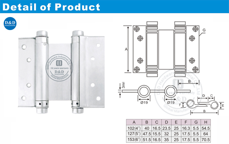 SS Double Action Spjring Hinge-DDSS038-D&D Hardware