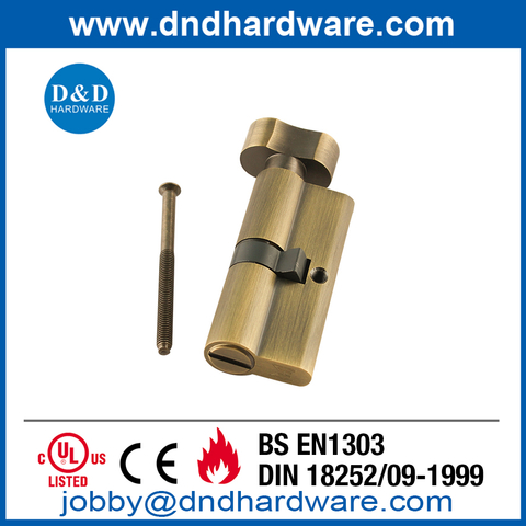 Solid Brass Antique Brass Euro single Cylinder Lock for Bathroom Door-DDLC007