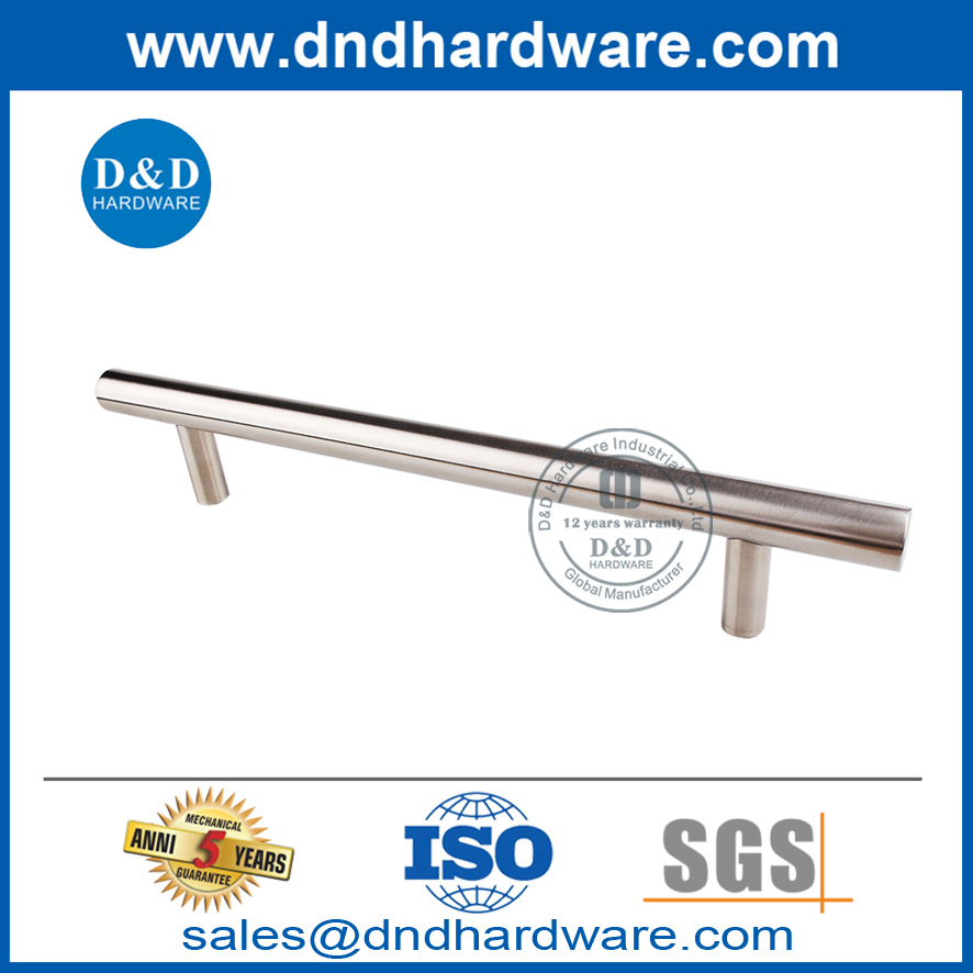 Silver Stainless Steel T Bar Single Side Pull Handle for Entry Glass Door-DDPH021