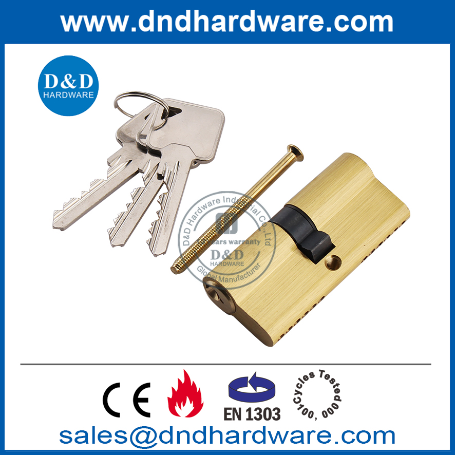 Satin Brass EN1303 Euro Double Lock Cylinder for Internal Door-DDLC003