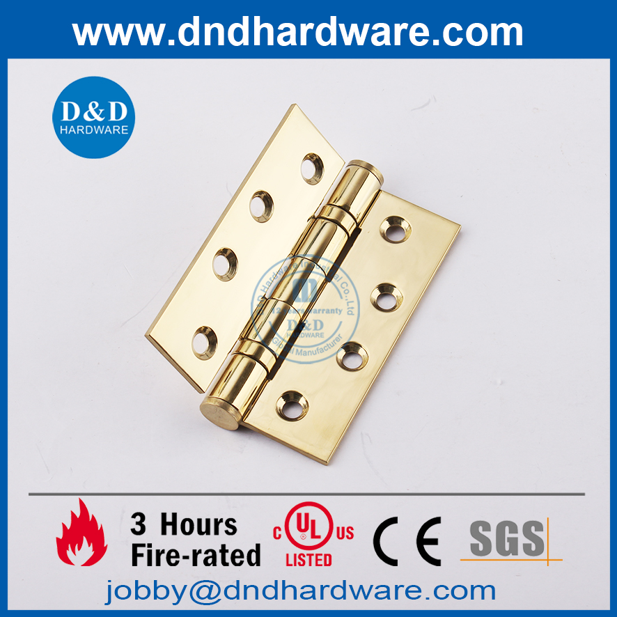 SS304 Polished Brass finish Fire RatedDoor 2BB Hinge for Metal Wooden Door -DDSS001