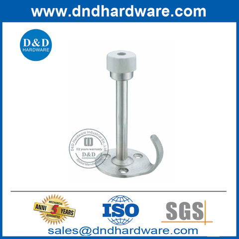 Unique Stainless Steel Screw Wall Door Stop with Hook-DDDS017