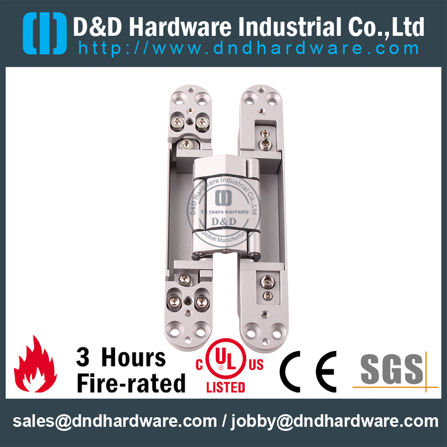 Heavy Duty Silver Sanding lid 3D Adjustable Concealed Hinge for Hotel Door-DDCH008-G80S