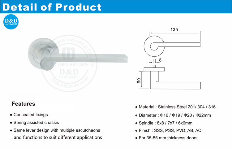 Steel Door Handle-DDTH022-D&D Hardware