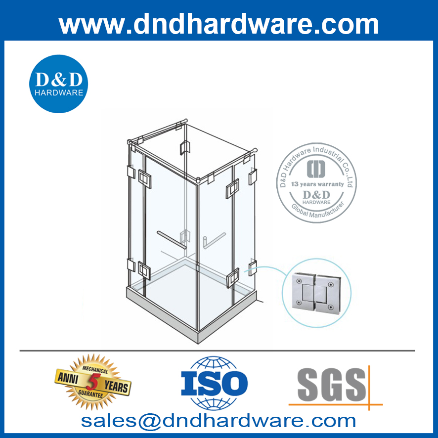 Glass Hardware Fitting 180 Degree Frameless Glass Shower Door Hinges-DDGH004