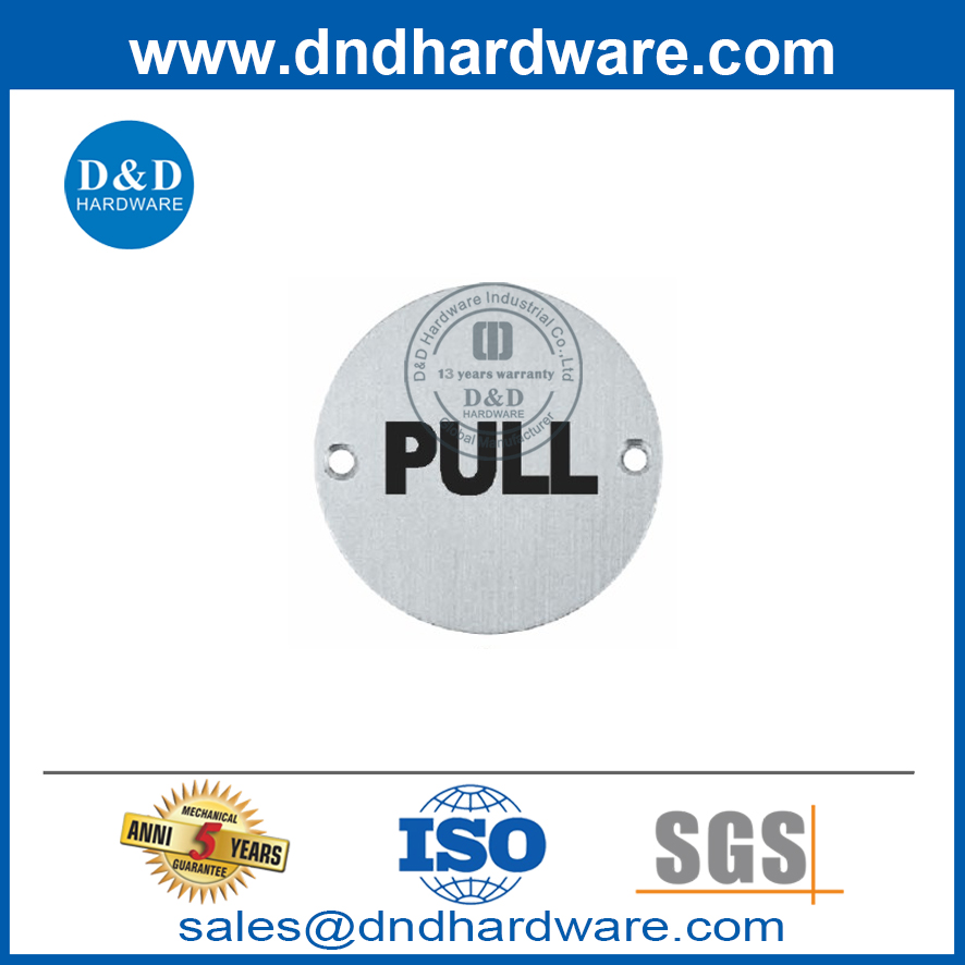 Stainless Steel 316 Round Type Pull Plate and Push Plate-DDSP009