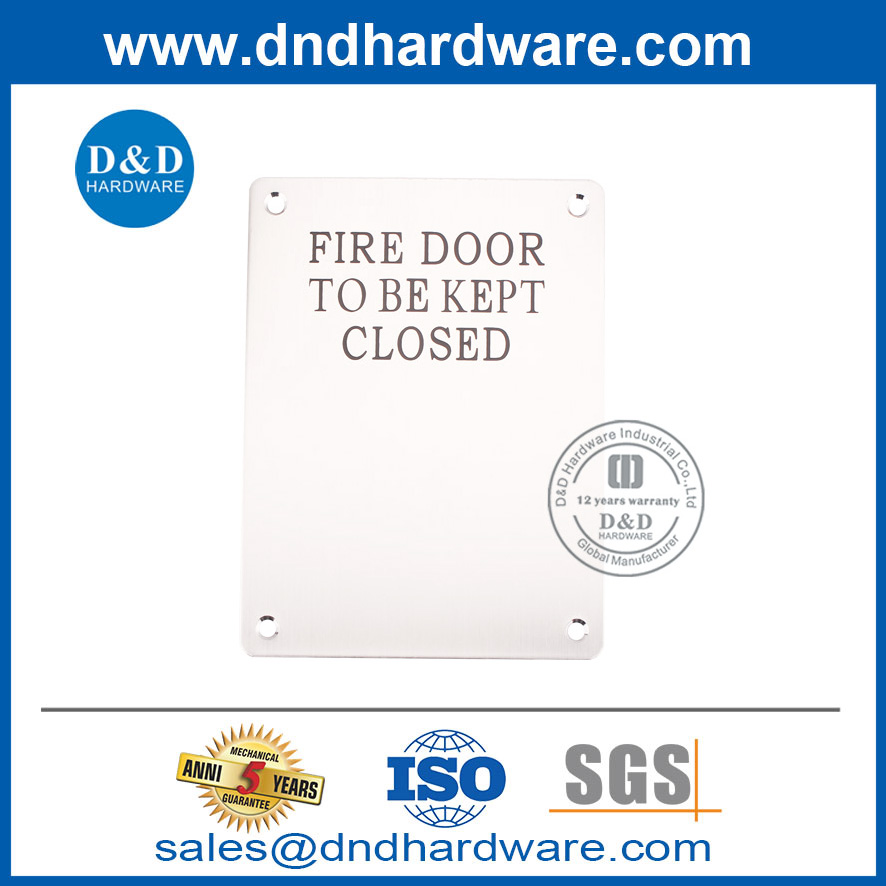 SS304 “Fire Door Keep Locked” Sign Plate Fire Door Indication-DDSP007