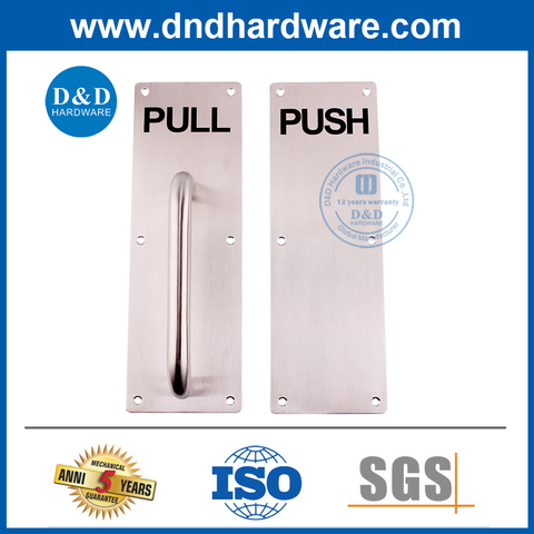 100mm Wide Silver SS316 Pull Handle with Plate for Front Door-DDPH023