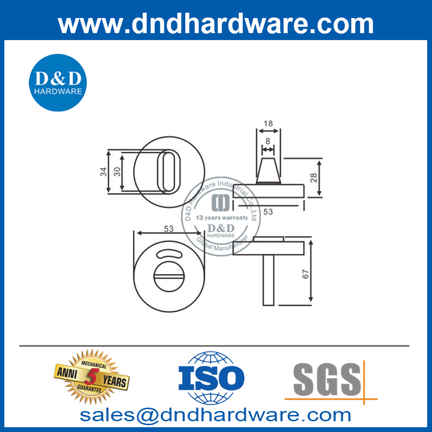 SS304 Thumbturn and Release with Indicator for Bathroom Door-DDIK001