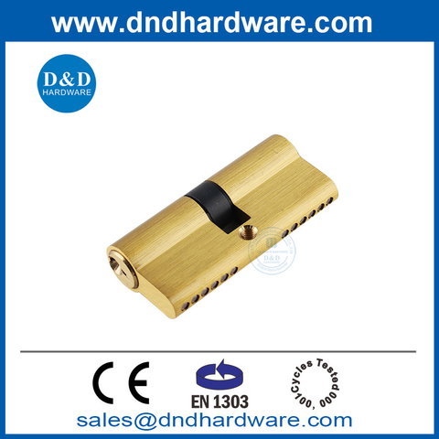 Solid Brass EN1303 Double Opening 70mm Satin Brass Door Lock Cylinder with Optional Colors-DDLC003