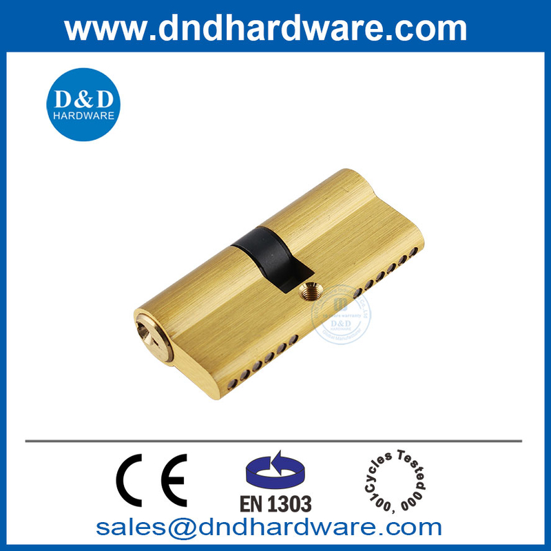 Solid Brass EN1303 Double Opening 70mm Satin Brass Door Lock Cylinder with Optional Colors-DDLC003