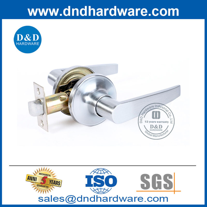 Satin Chrome Finish Lever Handle Lock Set for Passage Door-DDLK070