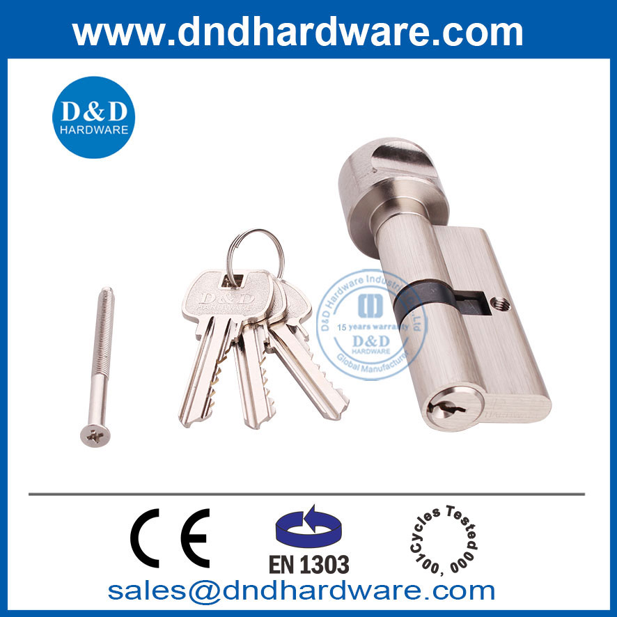 Brass BS EN1303 Satin Nickel Thumbturn And Key Single Lock Cylinder-DDLC001