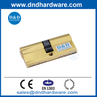 Solid Brass BS EN1303 60mm Polished Brass Golden Finish Double Lock Cylinder-DDLC003