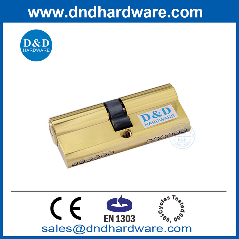 Polished Brass EN1303 Solid Brass 60mm Double Lock Keys Door Cylinder-DDLC003