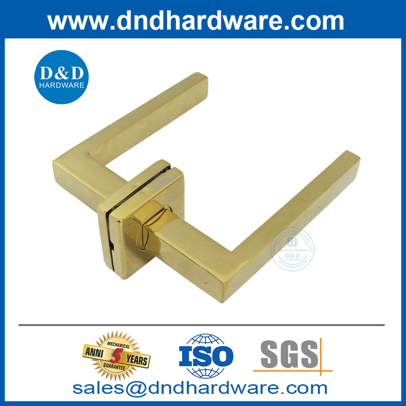 Polished Brass Door Lever Stainless Steel Square Luxury Door Handles-DDTH020