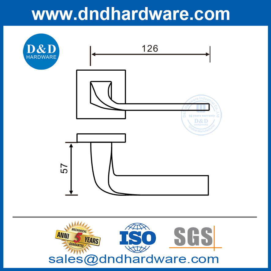 Passage Door Handles Square Stainless Steel Solid Lever Privacy Door Handles-DDSH055