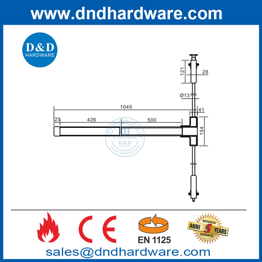 Door Push Bar Panic Exit Device Commercial Emergency CE EN1125 for Fire Doors-DDPD027