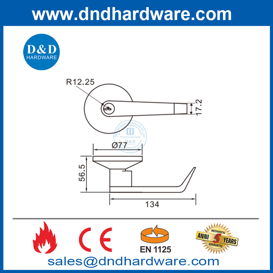 CE Outer Lever Trim Panic Exit Device EN1125 Fire Door Push Panic Bar Lock-DDPD012