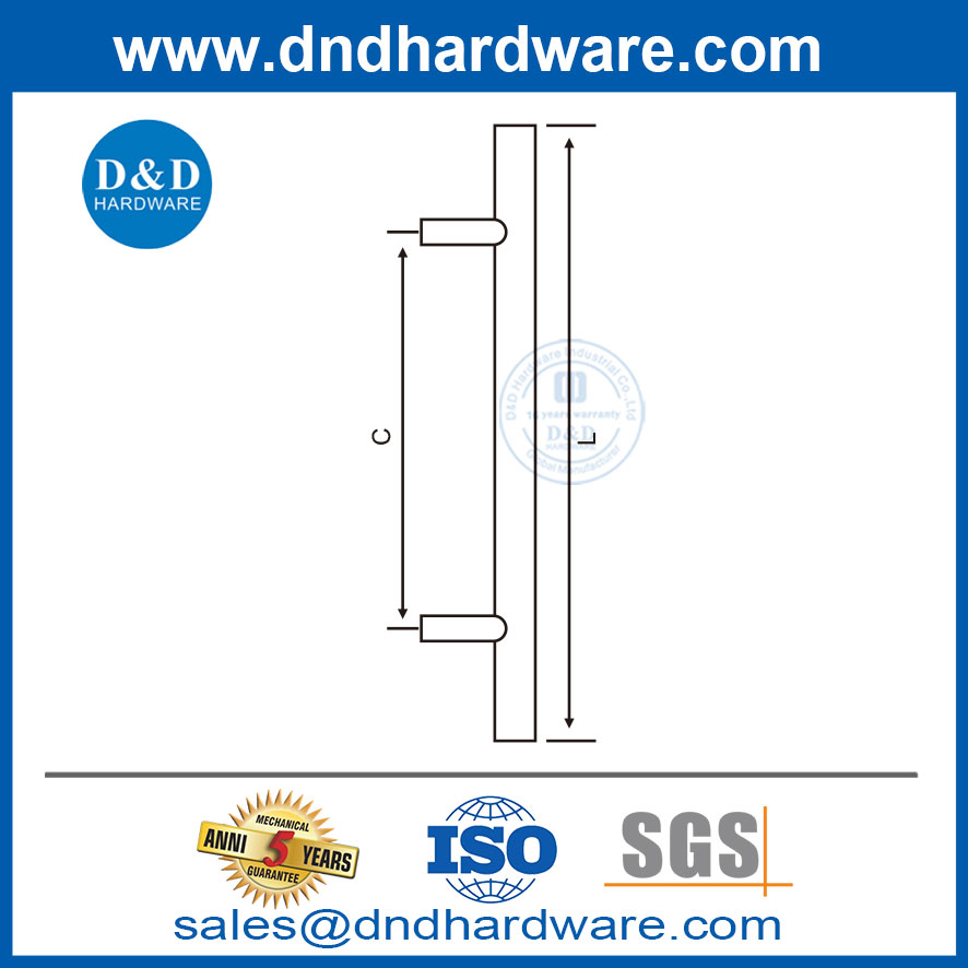 Entry Door Pull Handles Stainless Steel Black Glass Door Handles-DDPH031