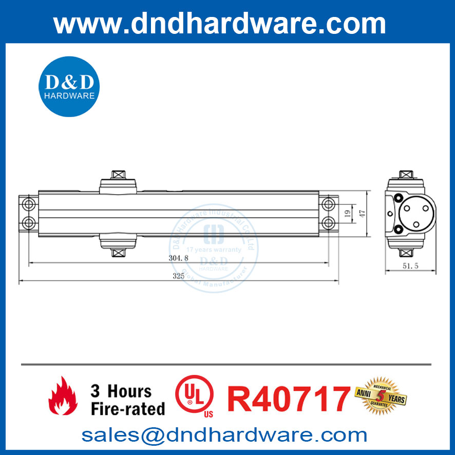High Quality UL Listed Fire Adjustable Aluminium Hydraulic Door Closer-DDDC059