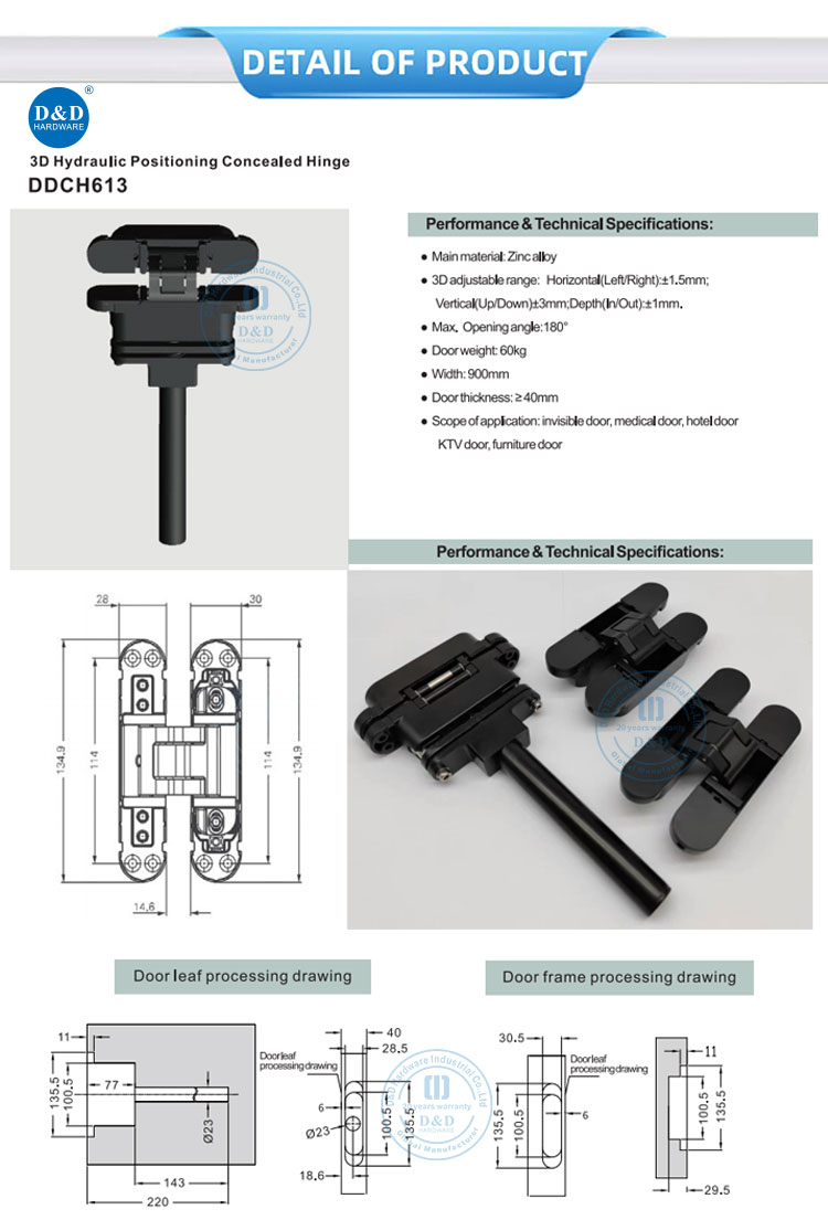 180 degree hydraulic hinge