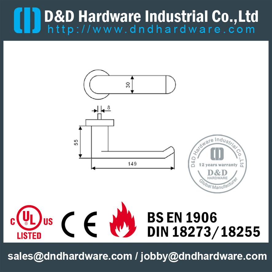 SSS304 upright fashionable solid handle for Bedroom Door - DDSH120