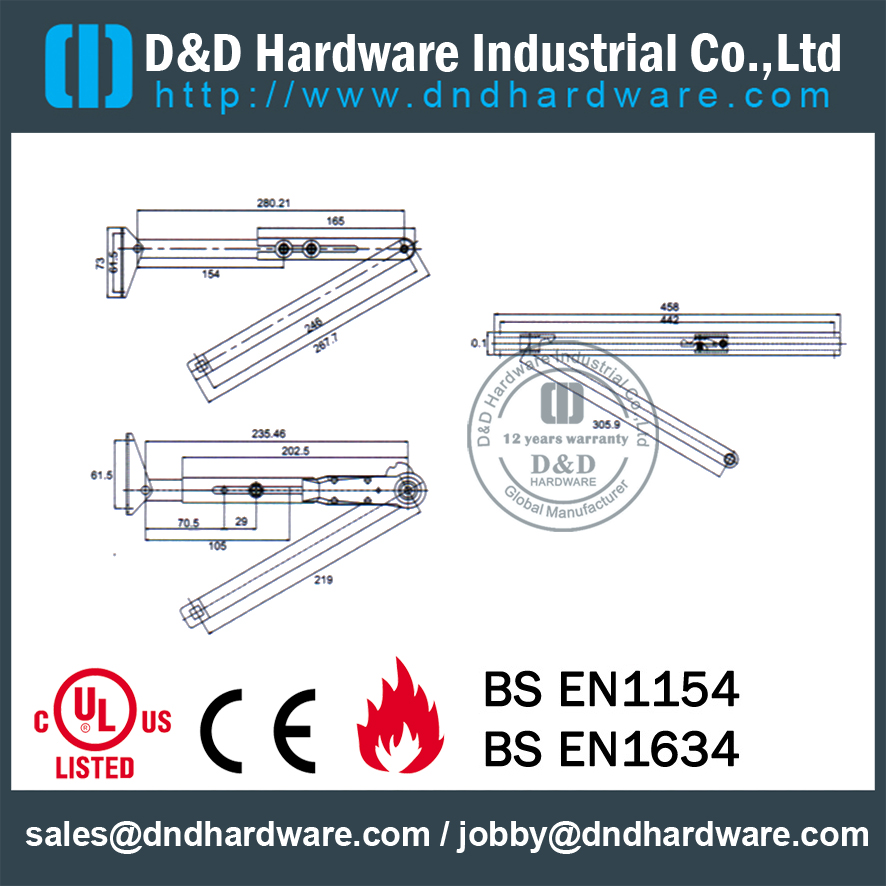 Aluminium Alloy Durable Exquisite Door Closer for Wooden Door - DDDC-G20 