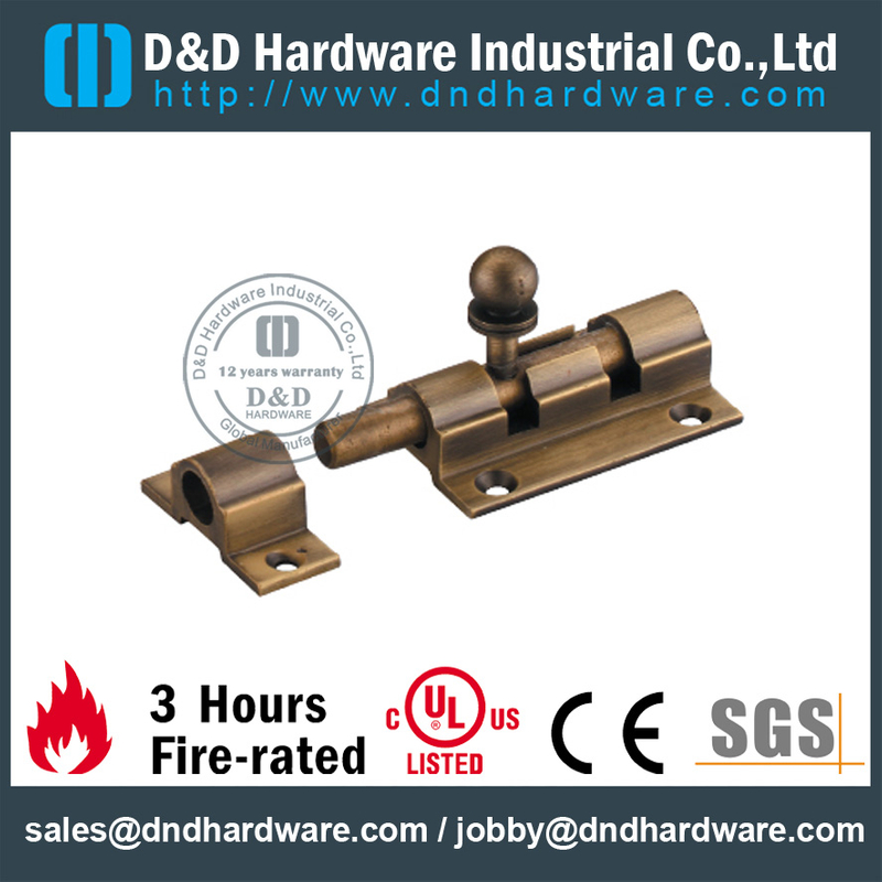 24 Gold Plated Mortise Brass Door Bolt for Metal Door-DDDB017