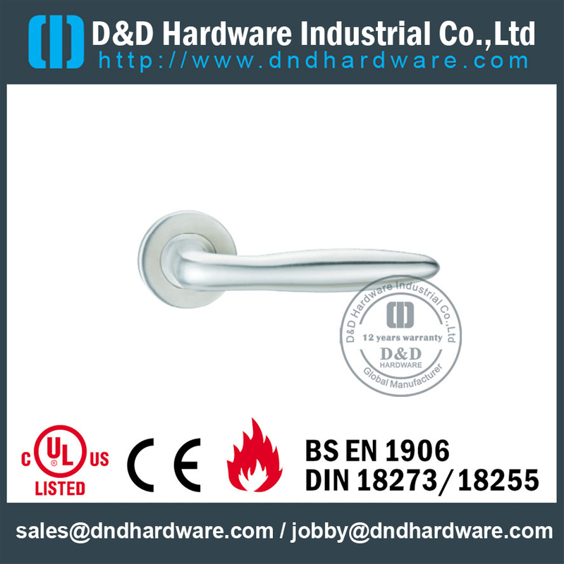 SS316 Internal Chrome Lever Door Handle Hollow Welding for Hotel Single Door-DDTH036