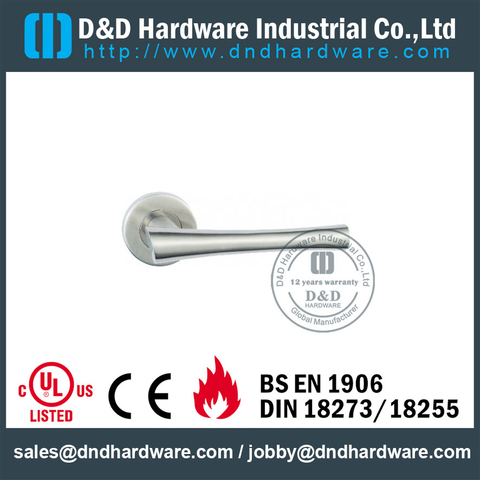 Stainless Steel 316 Cast Silver Lever Handle on Rose for Metal Commercial Doors -DDSH045