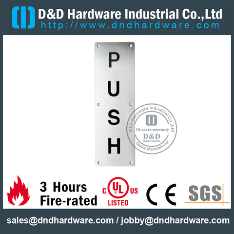 Stainless Steel 304 PUSH Plate 100x300mm for Exterior Wooden Doors –DDSP004