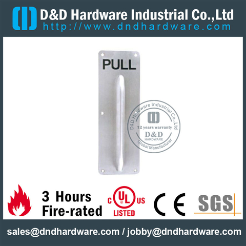 SUS304 Square Pull Handle with Plate for Metal Doors -DDPH023