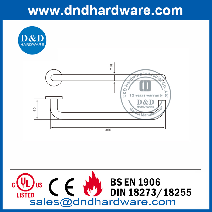 Stainless Steel Disable Passage Door Handle for Public Area-DDTH037
