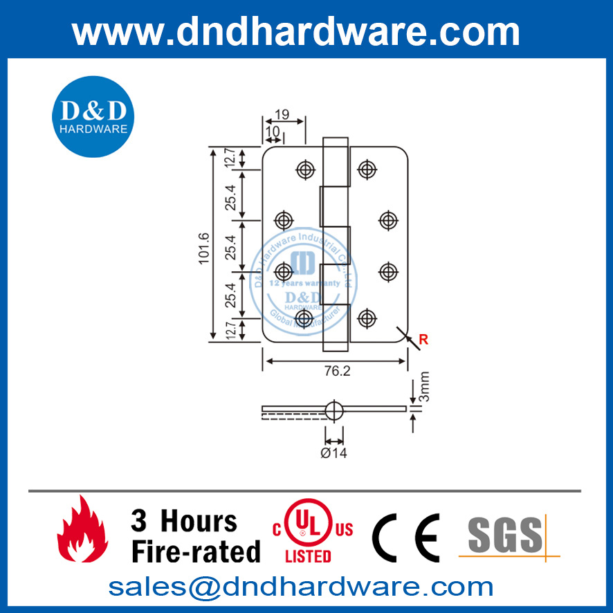 Stainless Steel Round Corner Hinge for Exterior Door-DDSS006