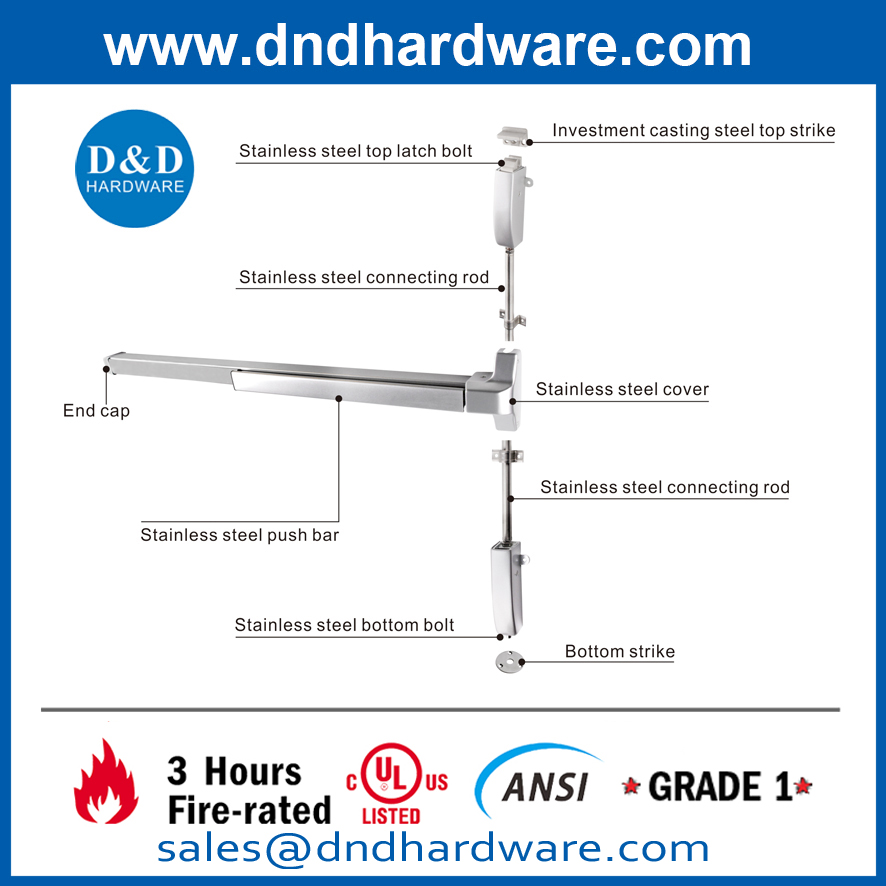SS304 UL ANSI Fire Rated Panic Exit Device-DDPD004