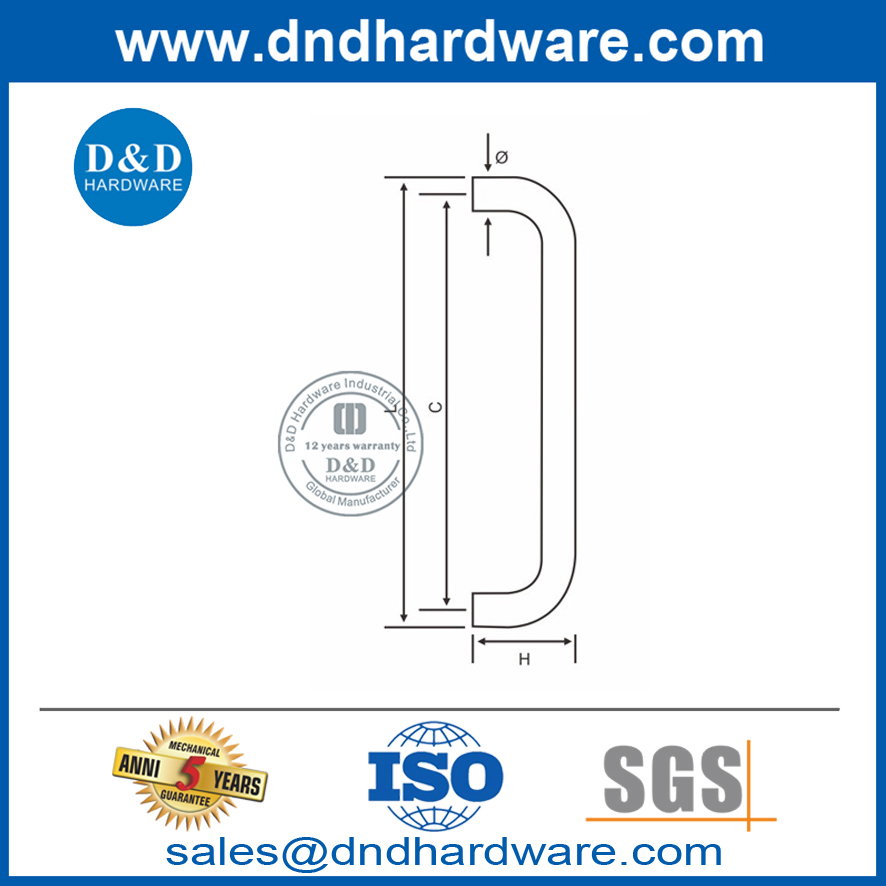 Special Modern Stainless Steel Pull Handle for Metal Door-DDPH004