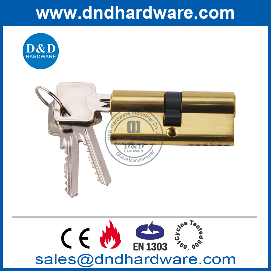 Best Euro EN1303 Polished Brass Commercial Door Lock Cylinder-DDLC003