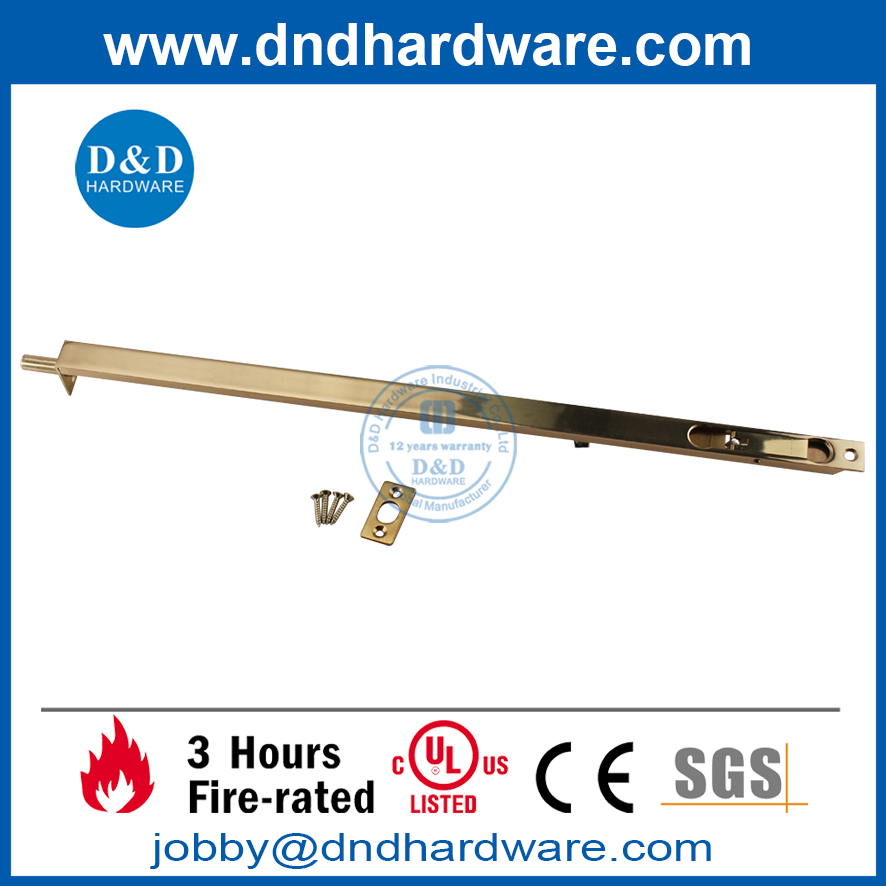 Stainless Steel Heavy Duty Polished Brass Polished finish Flush Door Bolt for Metal Door-DDDB001